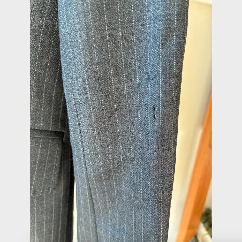 J. Crew Gray Pinstriped Blazer in Super 120's Wool - Size 4